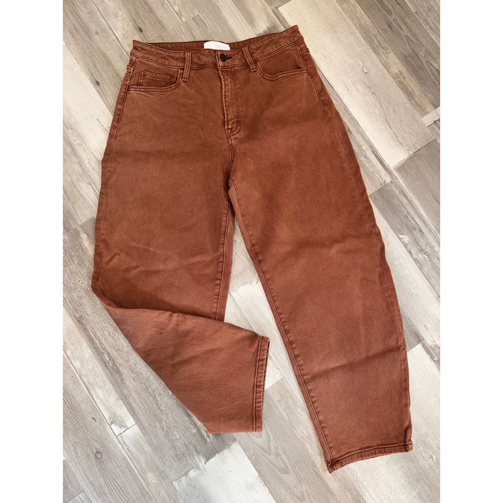 Vervet Barrel Jeans Women Rust Brown High Rise Cropped Wide Leg T6627BRN 31